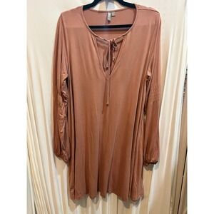 ASOS Rosewood Long Sleeve Mini Dress‎ Tie Neckline Boho Size 10